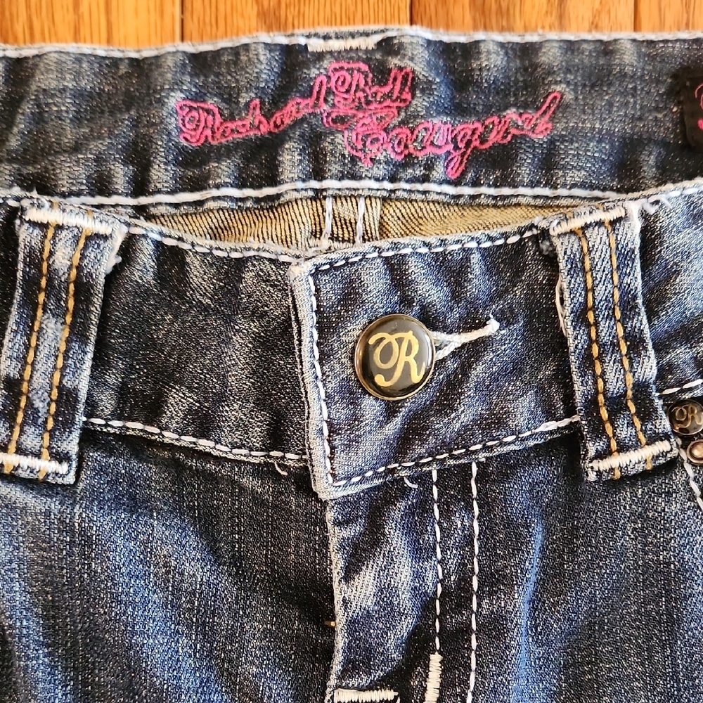 Rock & Roll Cowgirl Low Rise Bootcut Jeans - Heavily Studded 26 X 34 - Picture 9 of 11